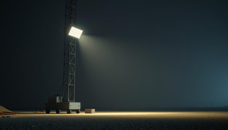 Torre de iluminação em operação