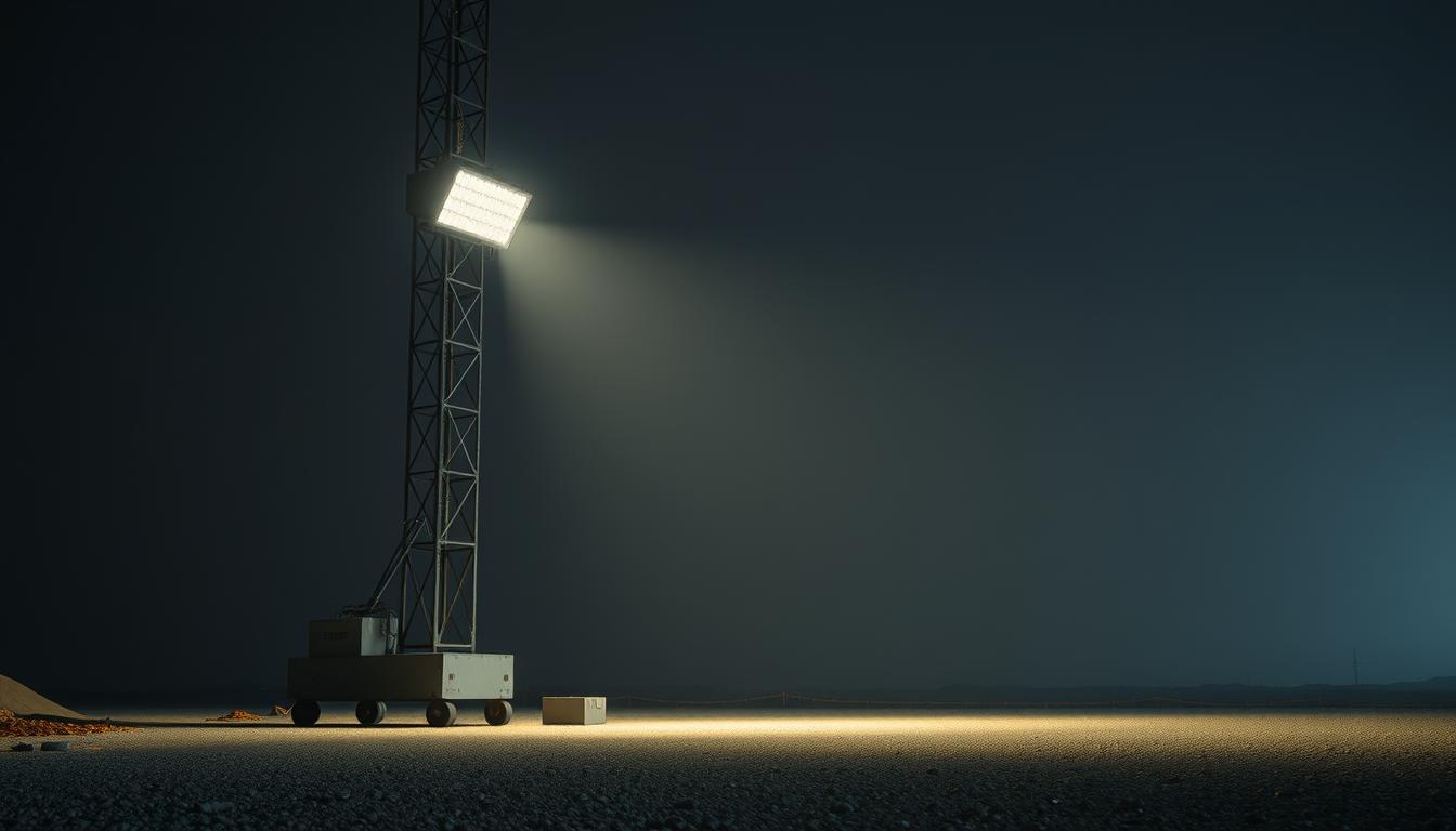 Torre de iluminação em operação