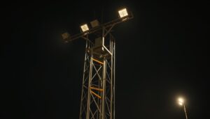 torre de iluminação em operação