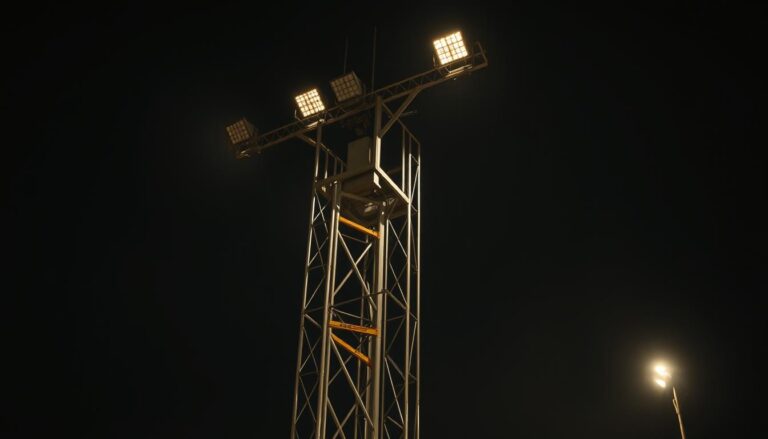 torre de iluminação em operação