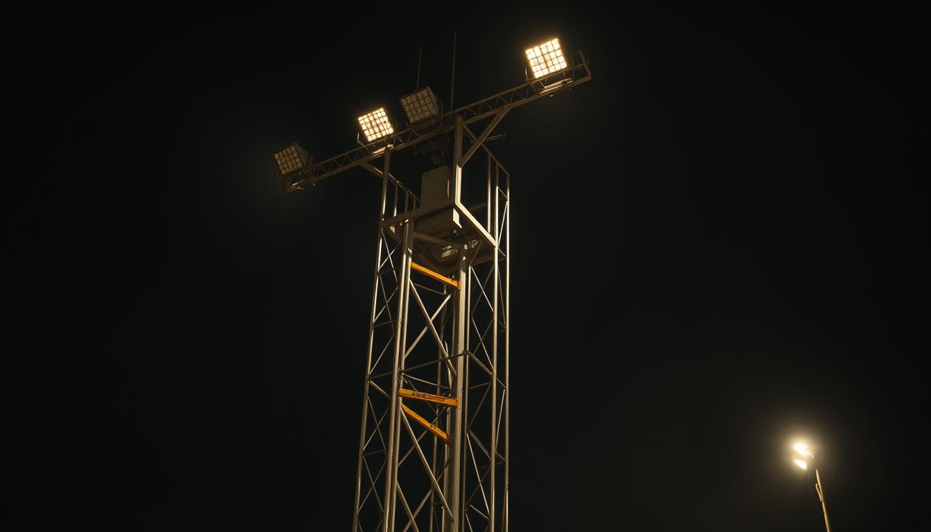 torre de iluminação em operação