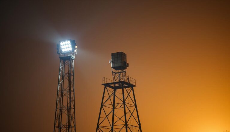 Comparativo torre de iluminação